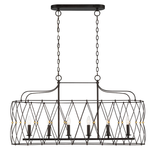 Zucca 6 Light Linear Chandelier – Crystorama