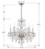 Traditional Crystal 22'' Chandelier - Dimensions Diagram (1005-CH-CL-MWP)