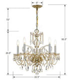 Traditional Crystal 22'' Chandelier - Dimensions Diagram (1005-PB-CL-MWP)