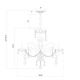 Traditional Crystal 22'' Chandelier - Dimensions Diagram (1005-PB-CL-MWP)
