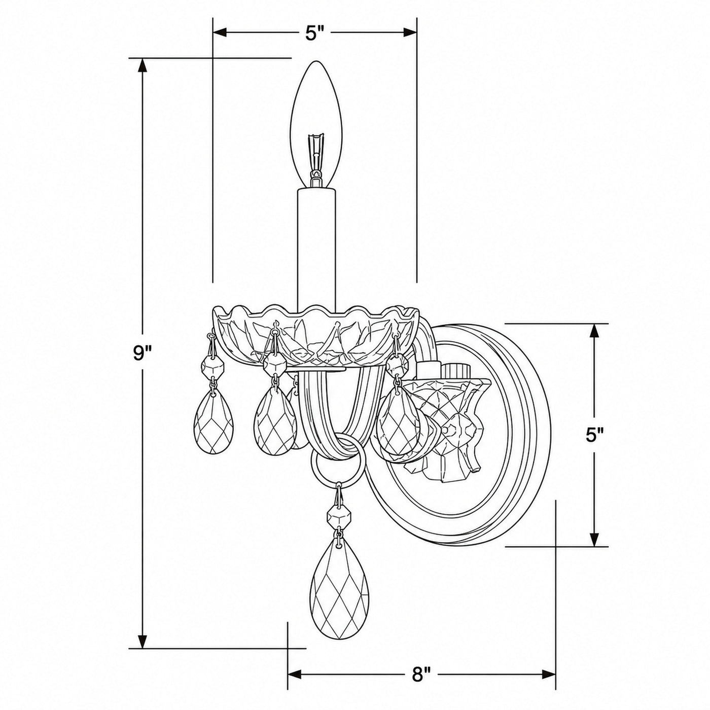 Traditional Crystal 5'' Sconce dimensions
