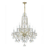 Traditional Crystal 32'' Chandelier in Polished Brass - Front View (1110-PB-CL-S)