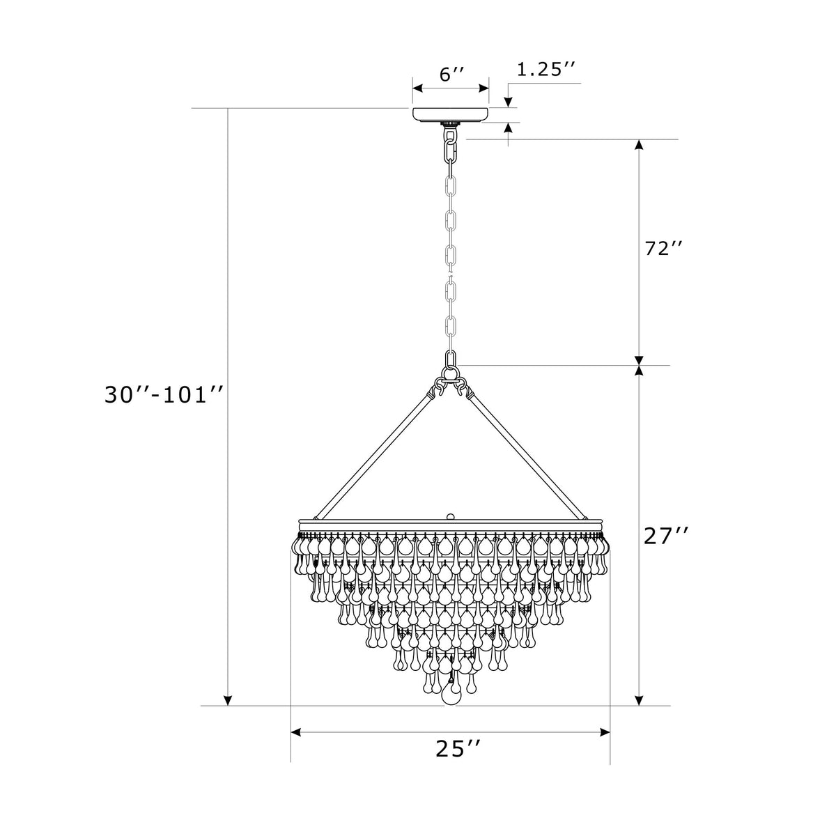 Calypso 25'' Chandelier dimensions
