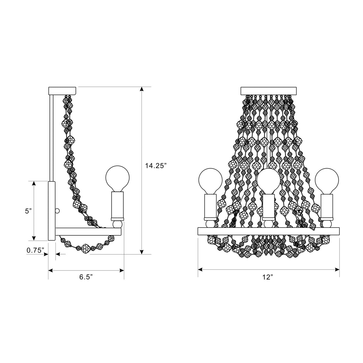 Channing 12'' Sconce dimensions