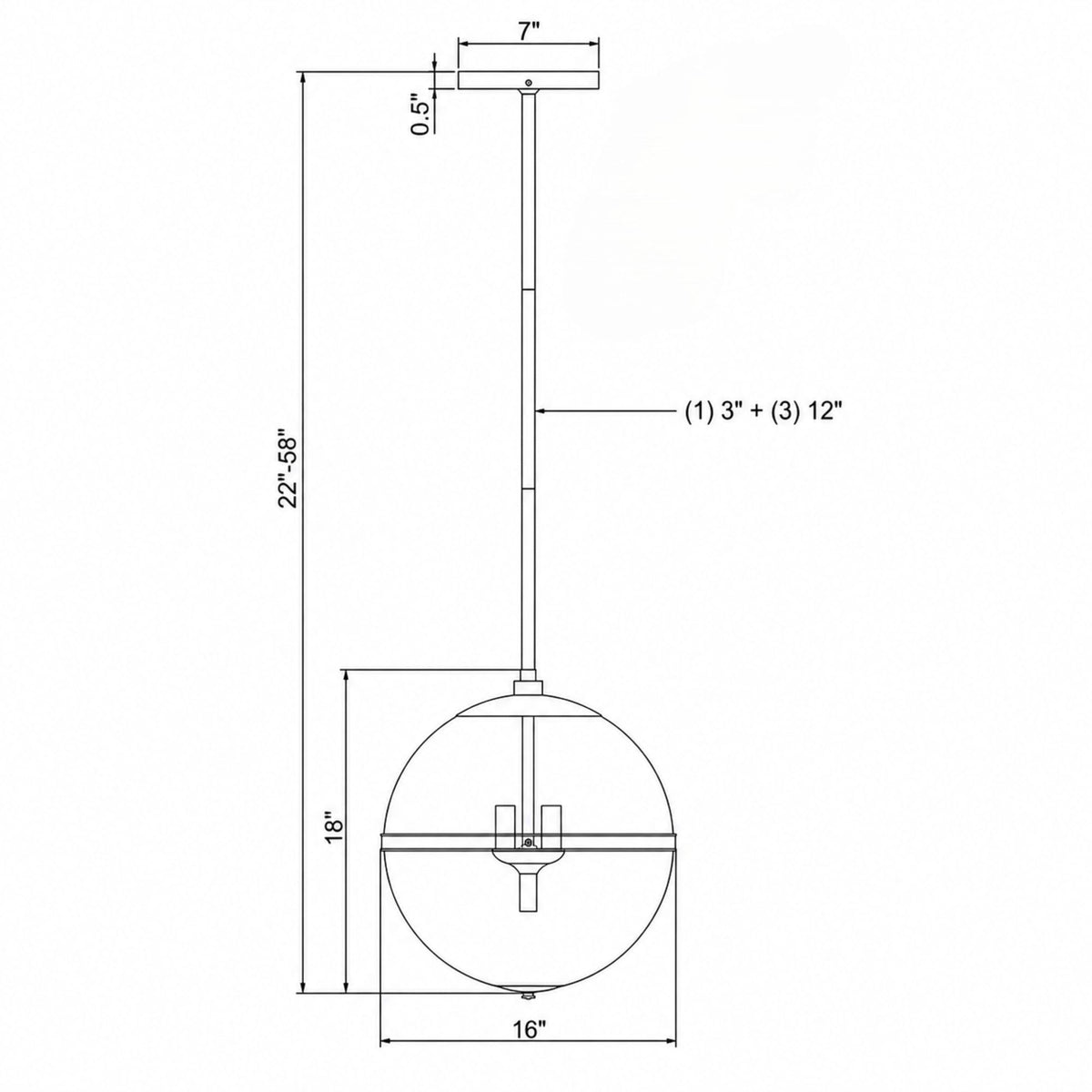 Truax 16'' Pendant dimensions