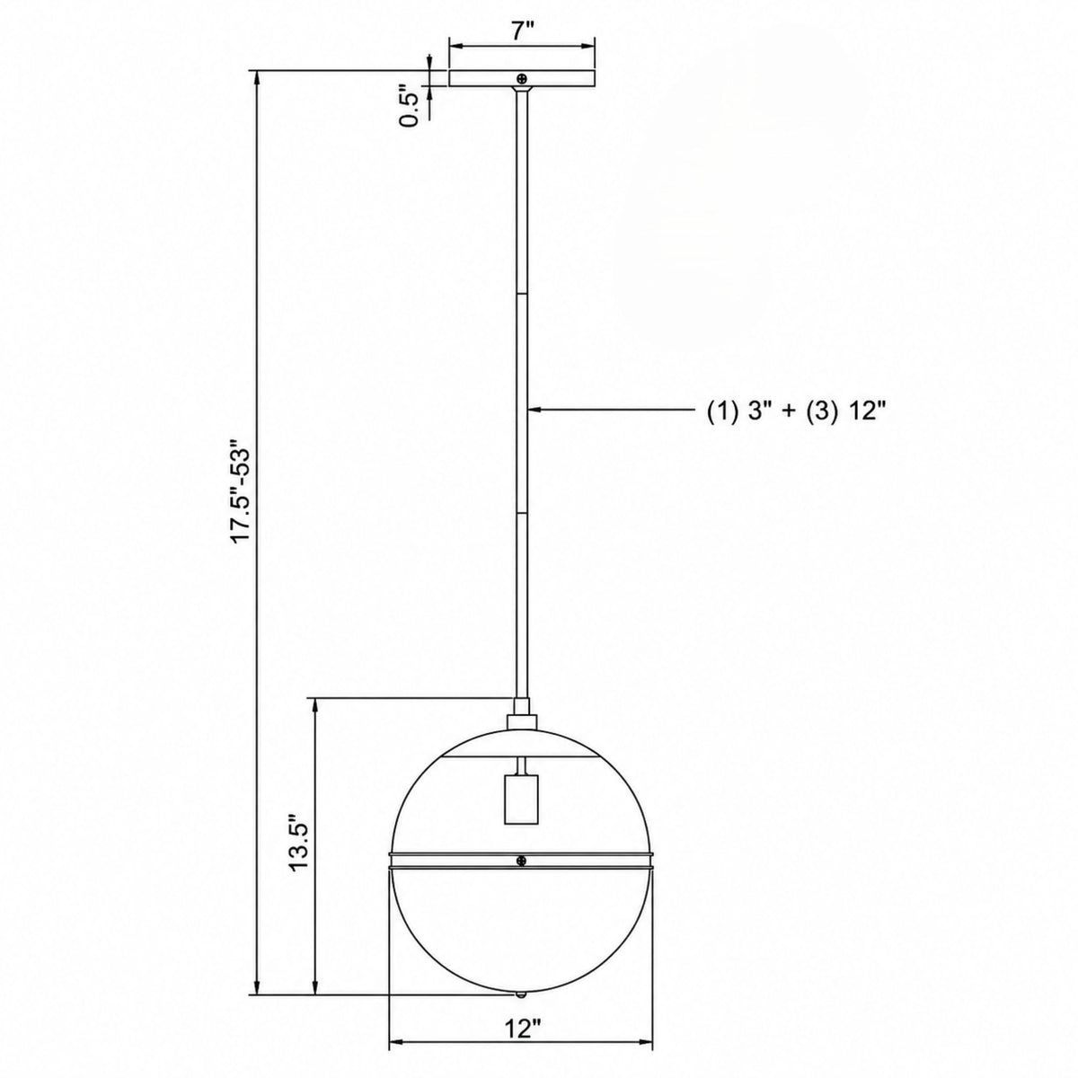 Truax 12'' Pendant dimensions