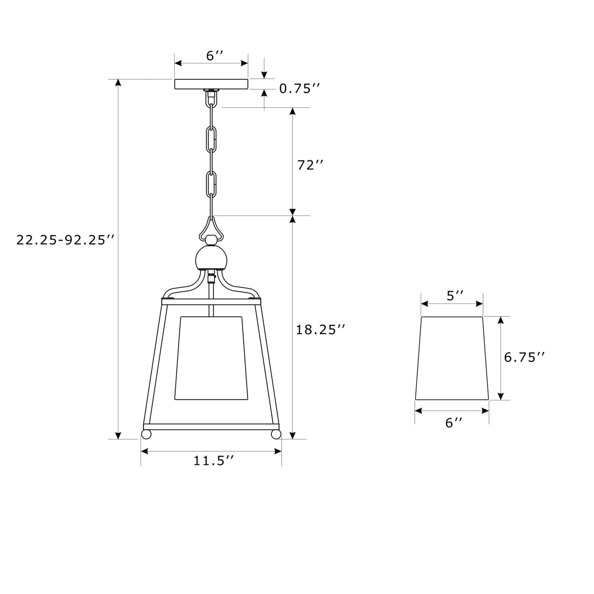 Sylvan 11.5'' Pendant dimensions