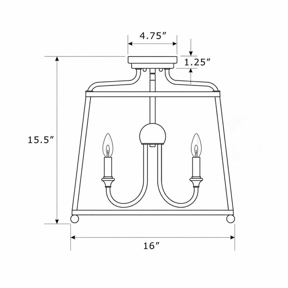 Sylvan 16'' Semi Flush Mount dimensions