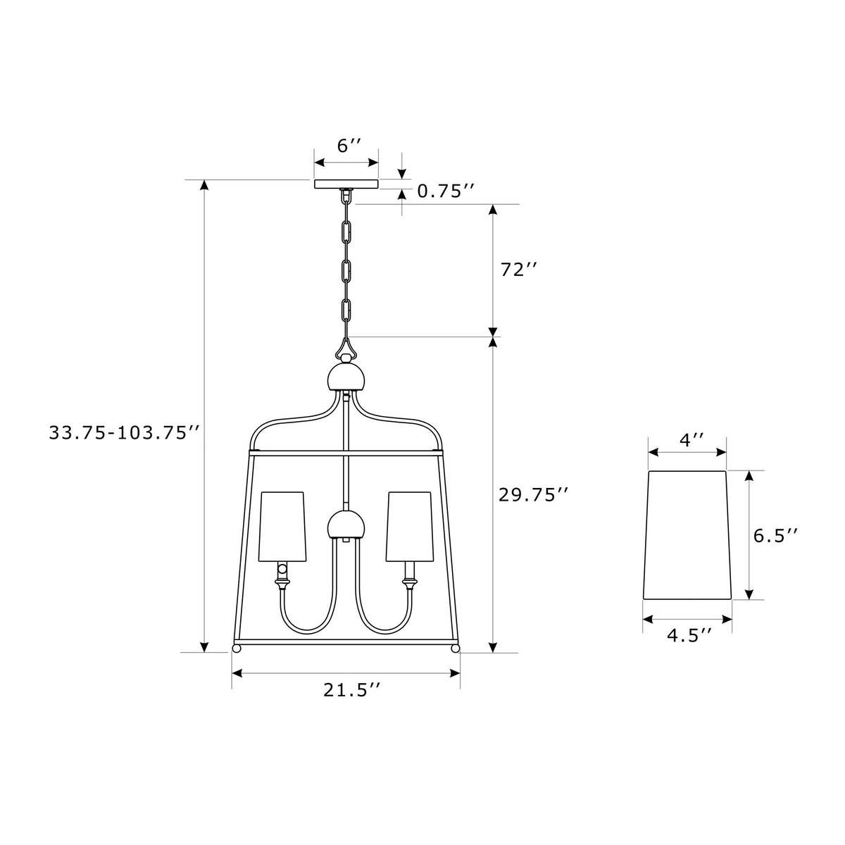 Sylvan 21.5'' Chandelier dimensions