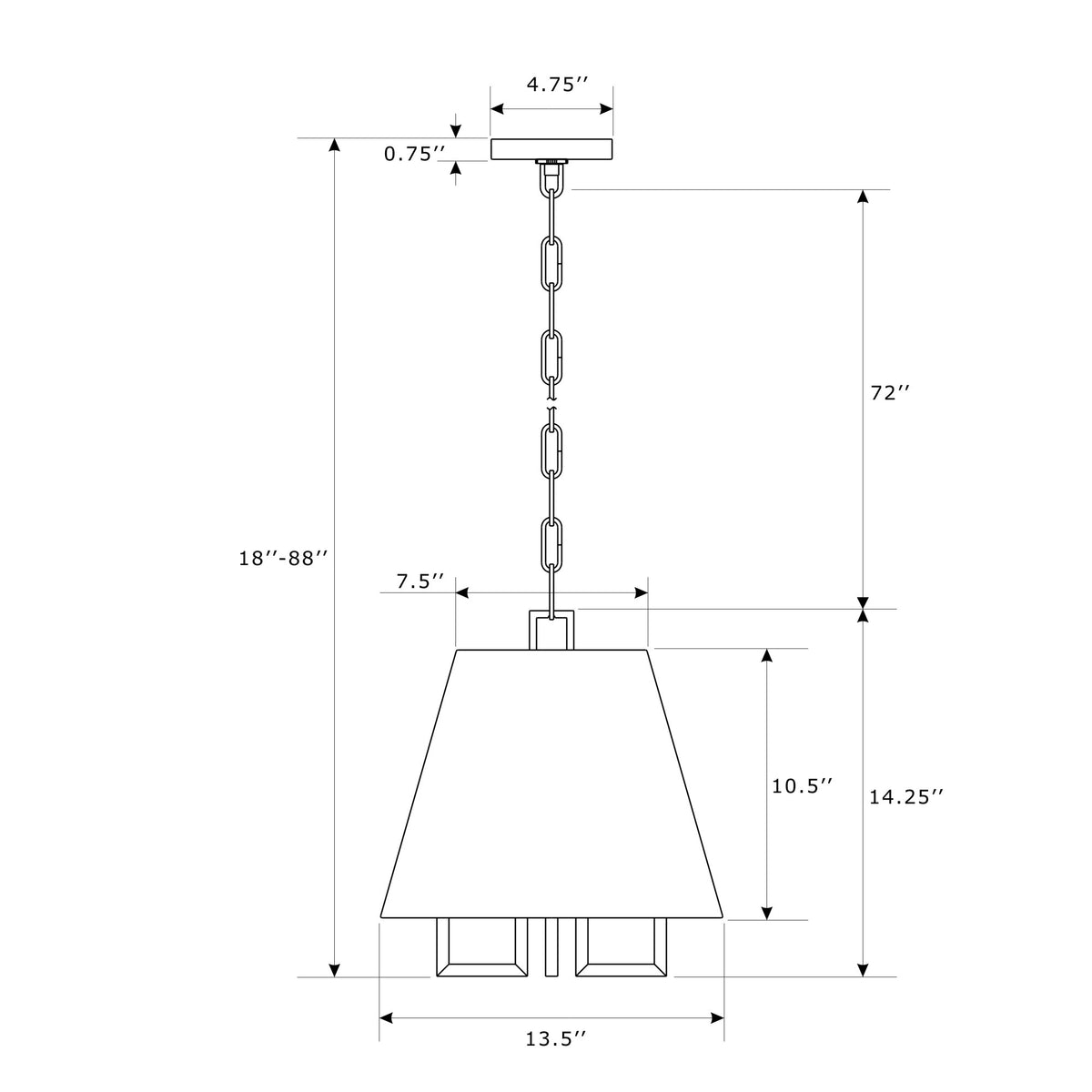 Westwood 13.5'' Chandelier dimensions