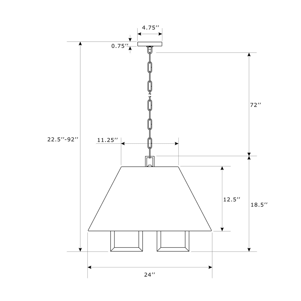 Westwood 24'' Chandelier dimensions
