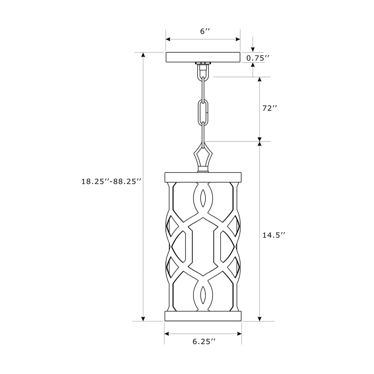 Jennings 6.25'' Pendant dimensions