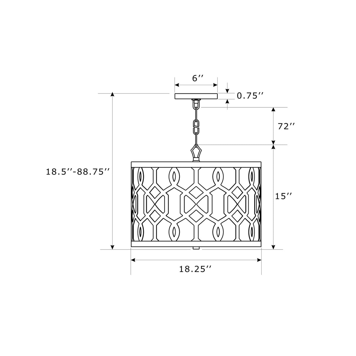 Jennings 18.25'' Pendant dimensions