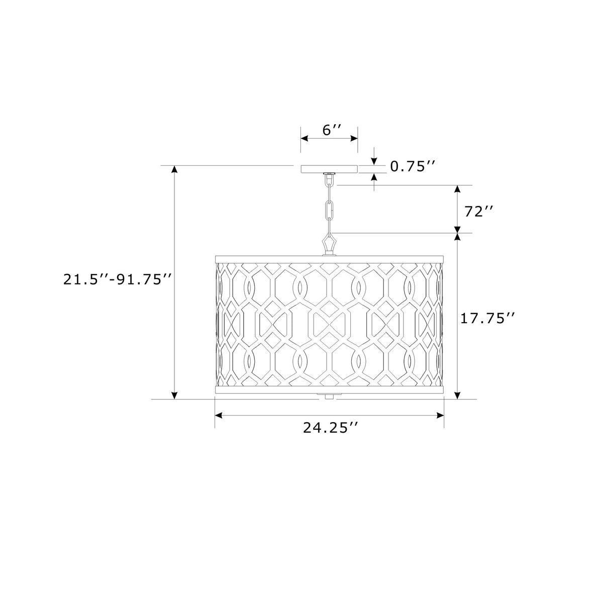 Jennings 24.25'' Pendant dimensions