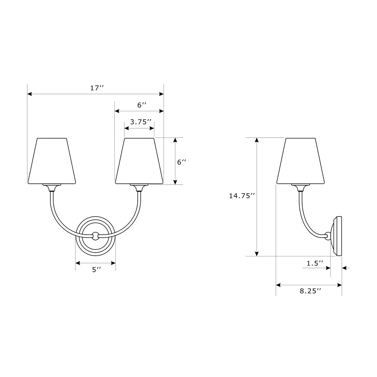 Sylvan 17'' Sconce dimensions