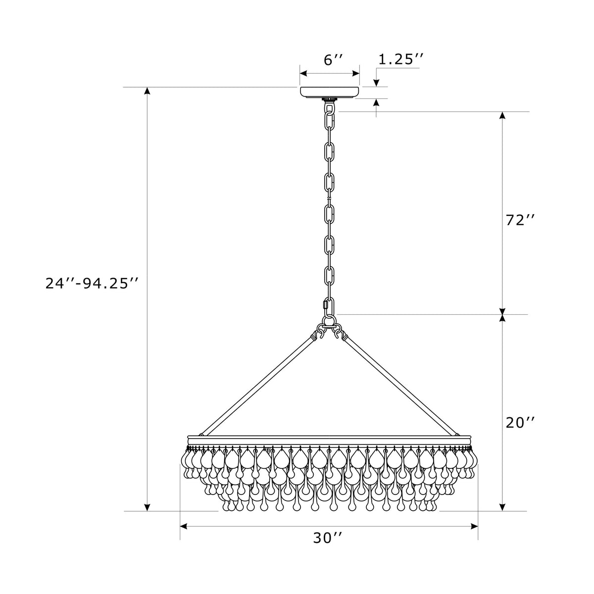 Calypso 30'' Chandelier dimensions