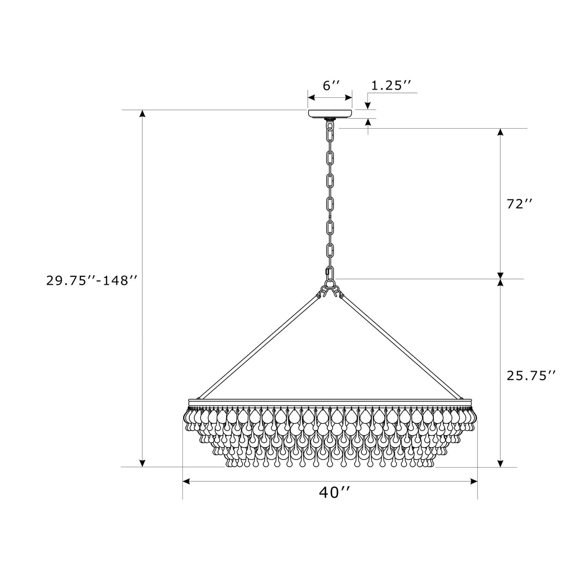 Calypso 40'' Chandelier dimensions