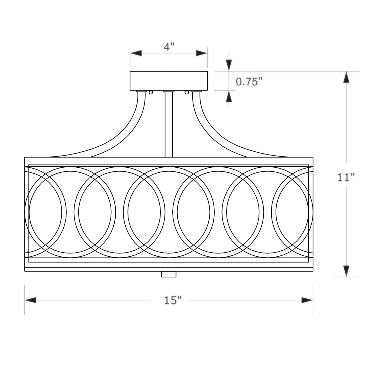 Graham 15'' Semi Flush Mount dimensions