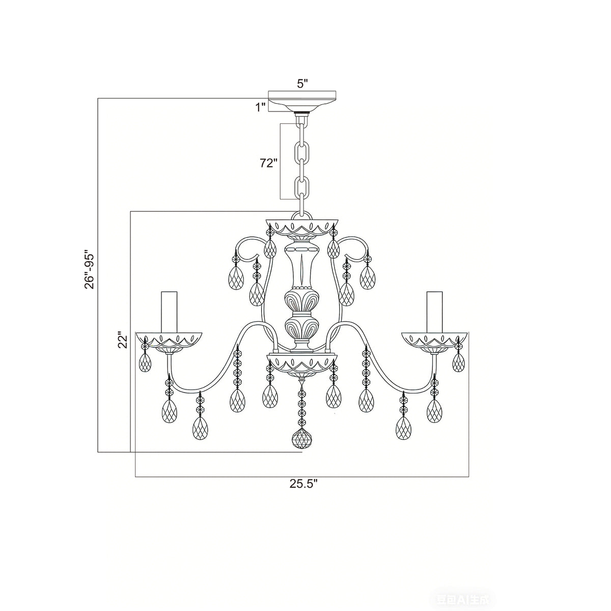 Butler 25.5'' Chandelier dimensions