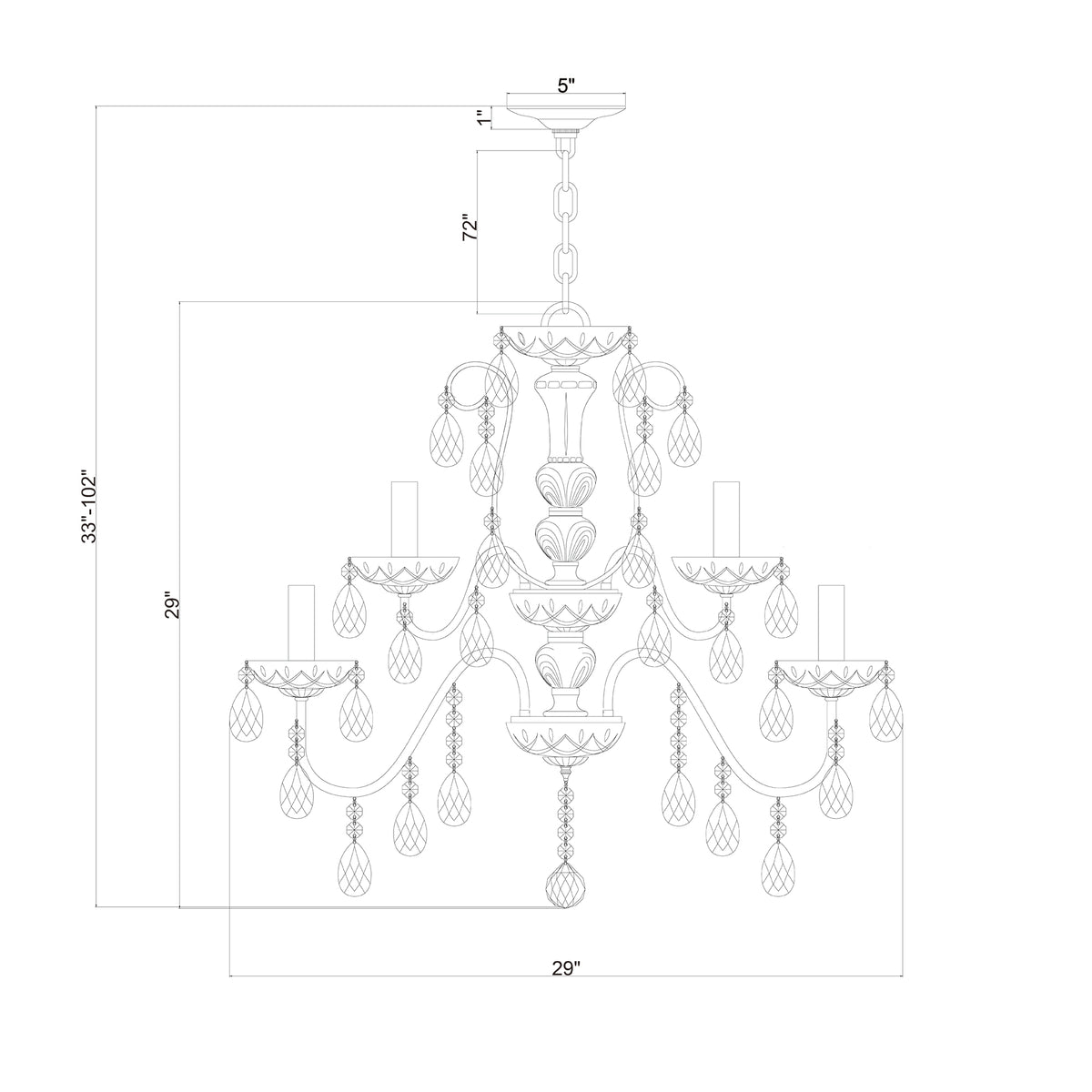 Butler 29'' Chandelier dimensions