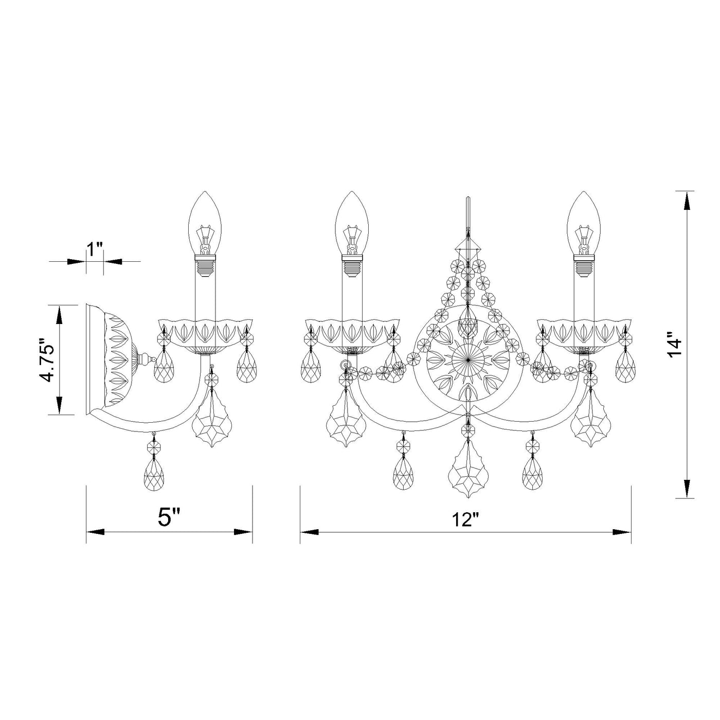 Imperial 12'' Sconce dimensions