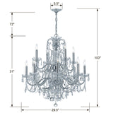 Imperial 29.5'' Chandelier - Dimensions Diagram (3228-CH-CL-S)