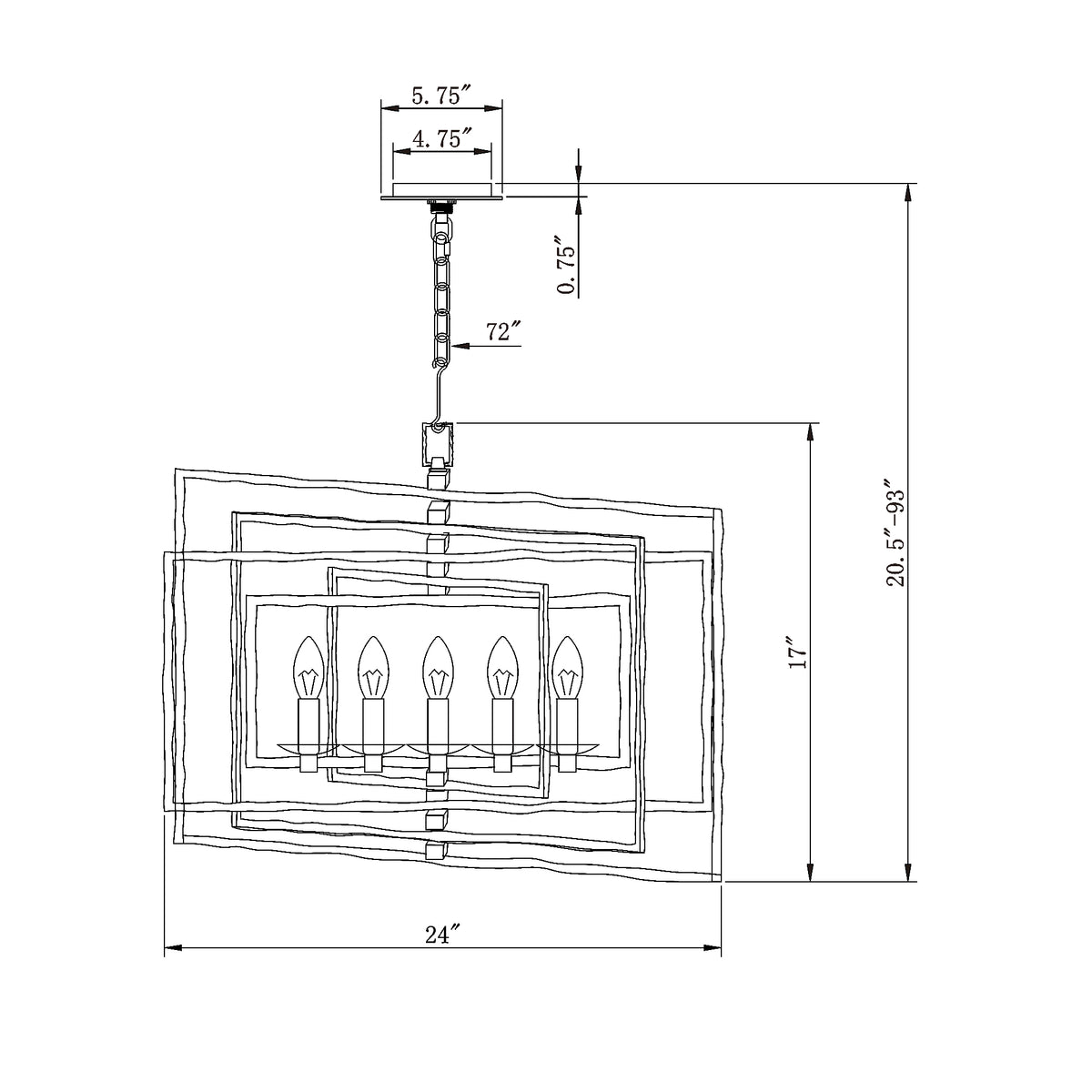 Capri 24'' Chandelier dimensions