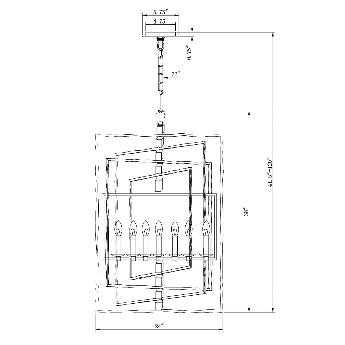 Capri 24'' Chandelier dimensions