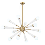 Zodiac 34'' Chandelier in Aged Brass - Matte White - Front View (3812-AG-MT)