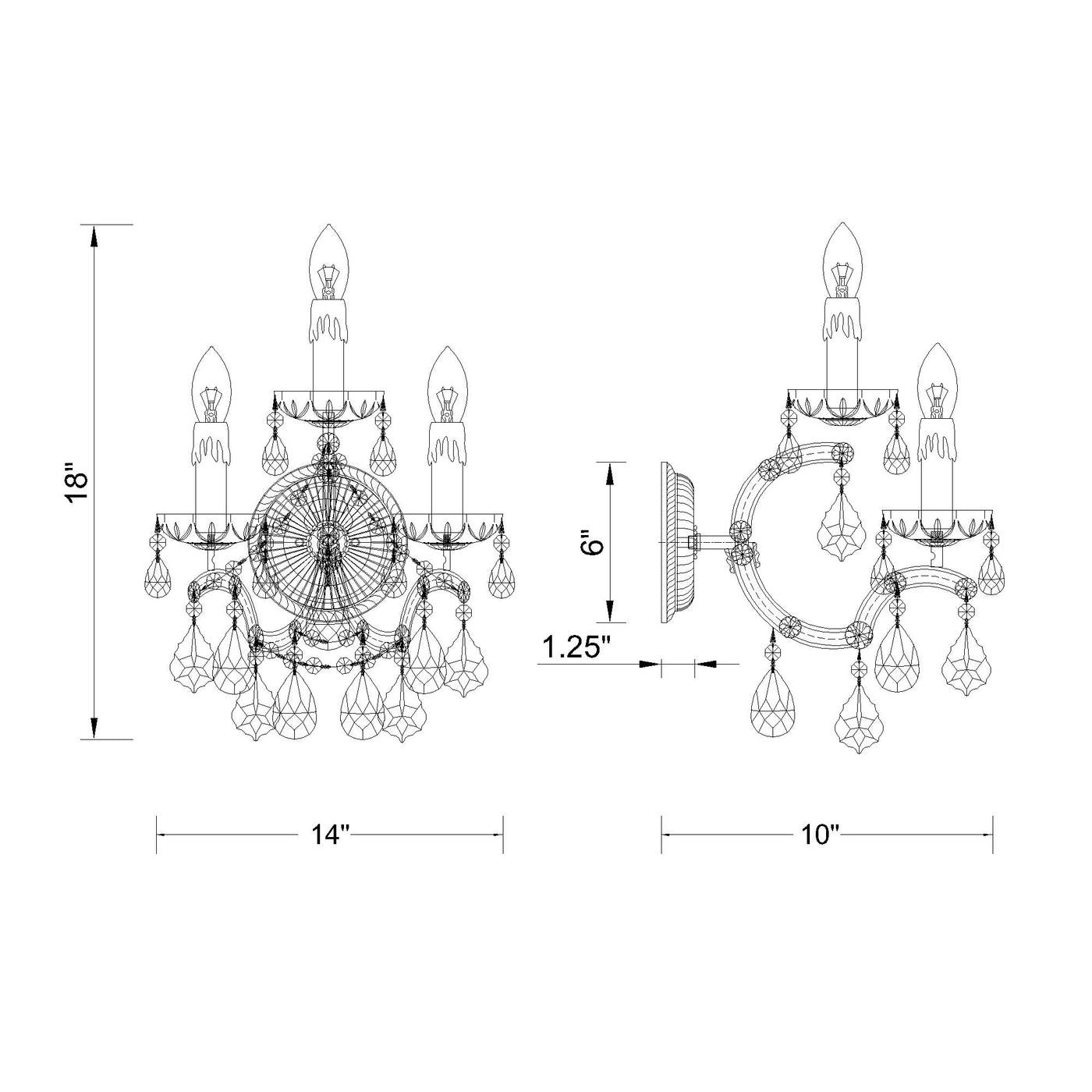 Maria Theresa 11'' Sconce dimensions