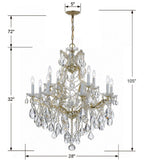 Maria Theresa 28'' Chandelier - Dimensions Diagram (4413-GD-CL-SAQ)