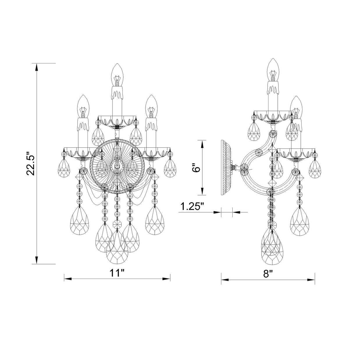 Maria Theresa 11'' Sconce dimensions