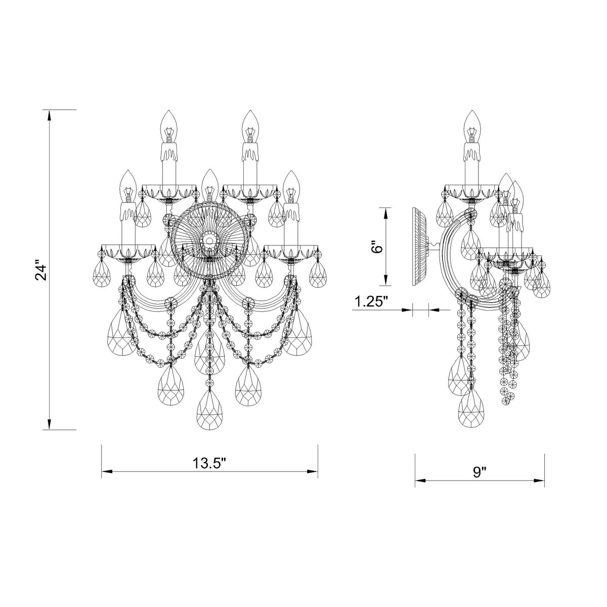Maria Theresa 13.5'' Sconce dimensions