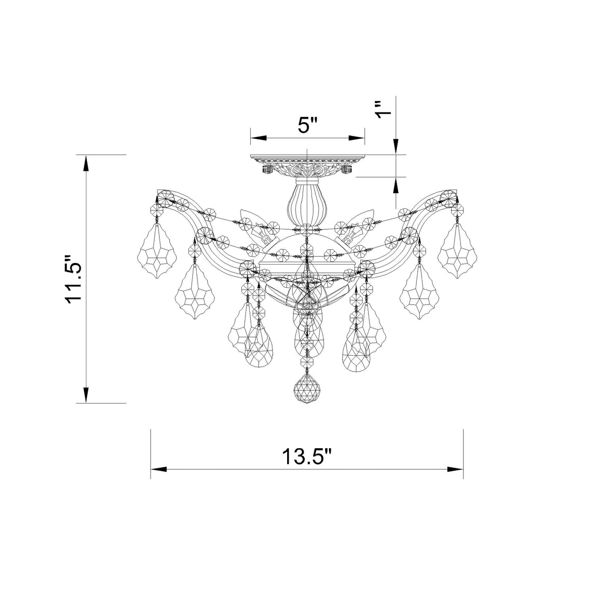 Maria Theresa 13.5'' Semi Flush Mount dimensions