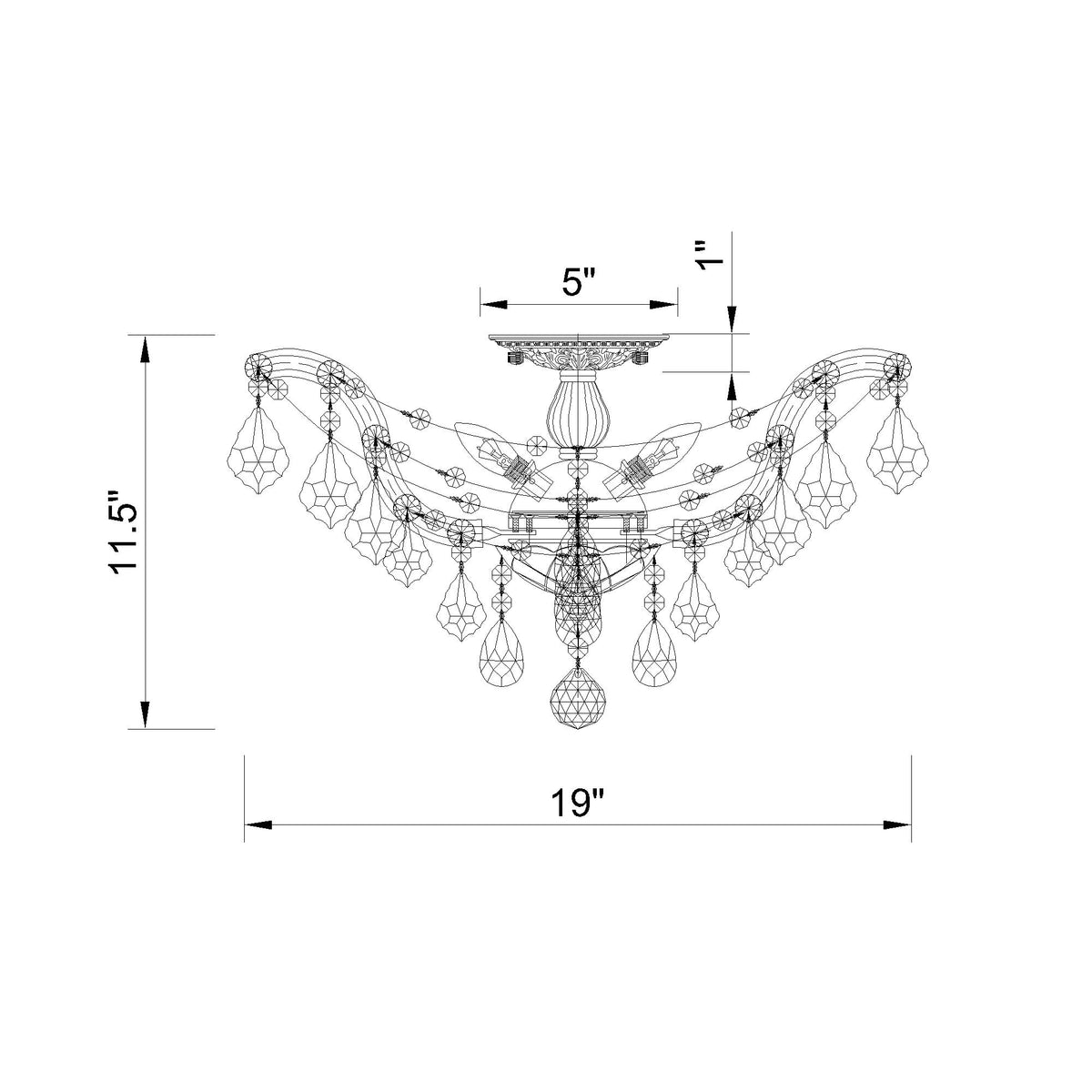 Maria Theresa 19'' Semi Flush Mount dimensions