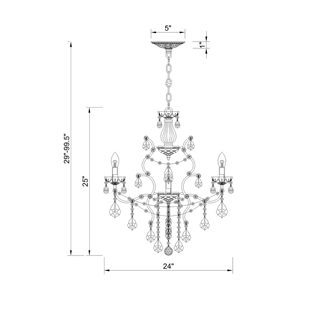 Filmore 23'' Chandelier dimensions
