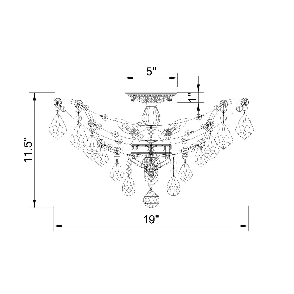 Filmore 19'' Semi Flush Mount dimensions
