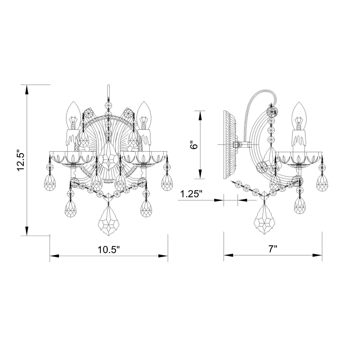 Maria Theresa 10.5'' Sconce dimensions