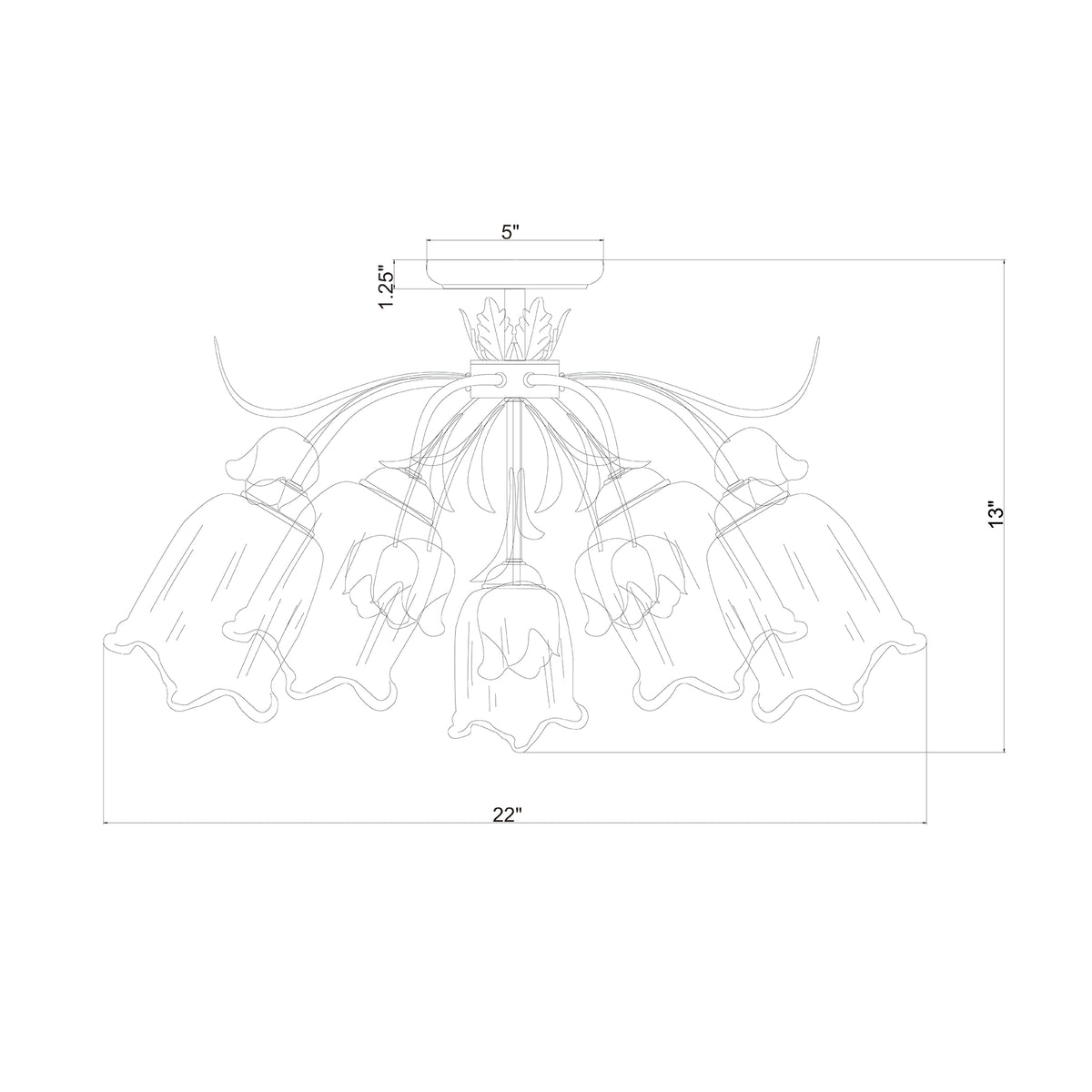 Southport 22'' Semi Flush Mount dimensions