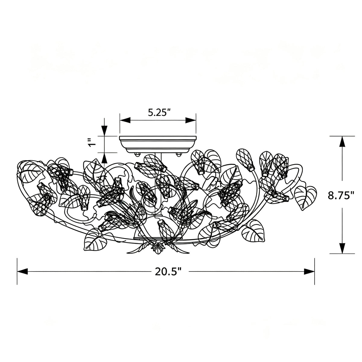 Josie 20.5'' Semi Flush Mount dimensions