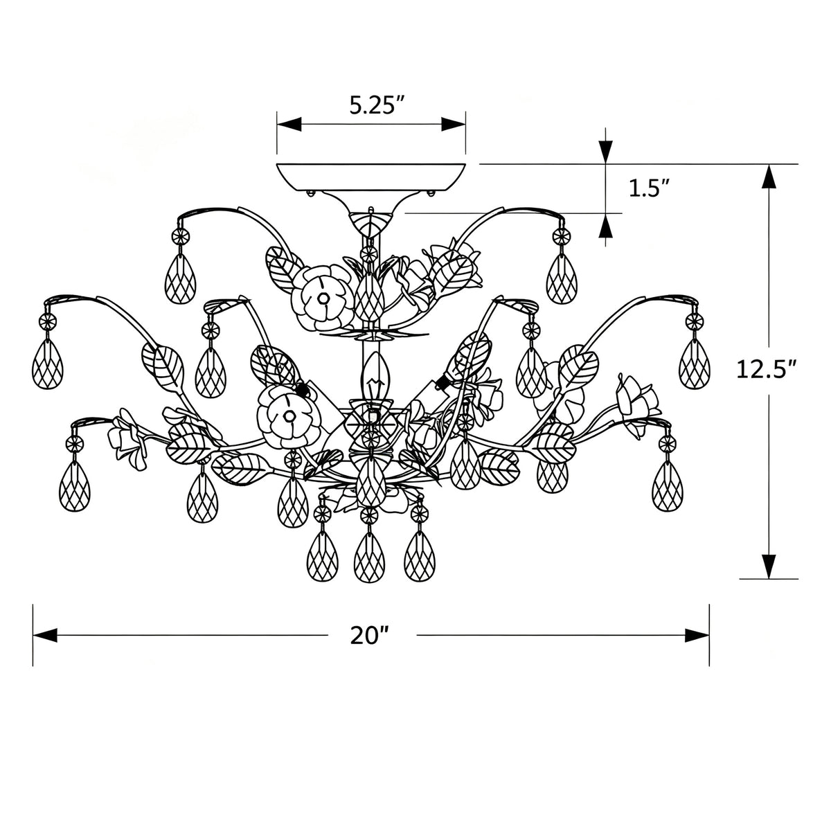 Lola 20'' Semi Flush Mount dimensions
