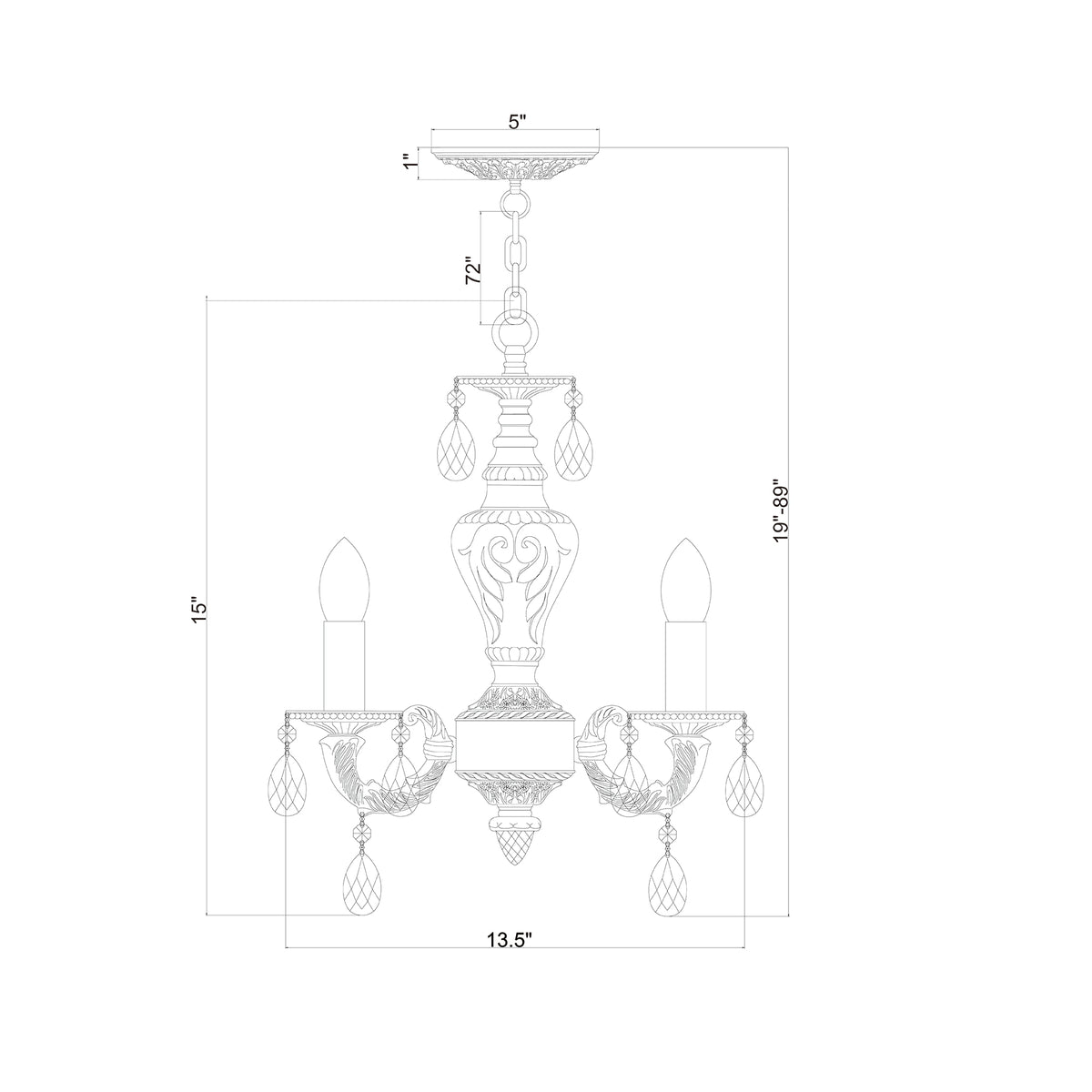 Paris Market 13.5'' Chandelier dimensions
