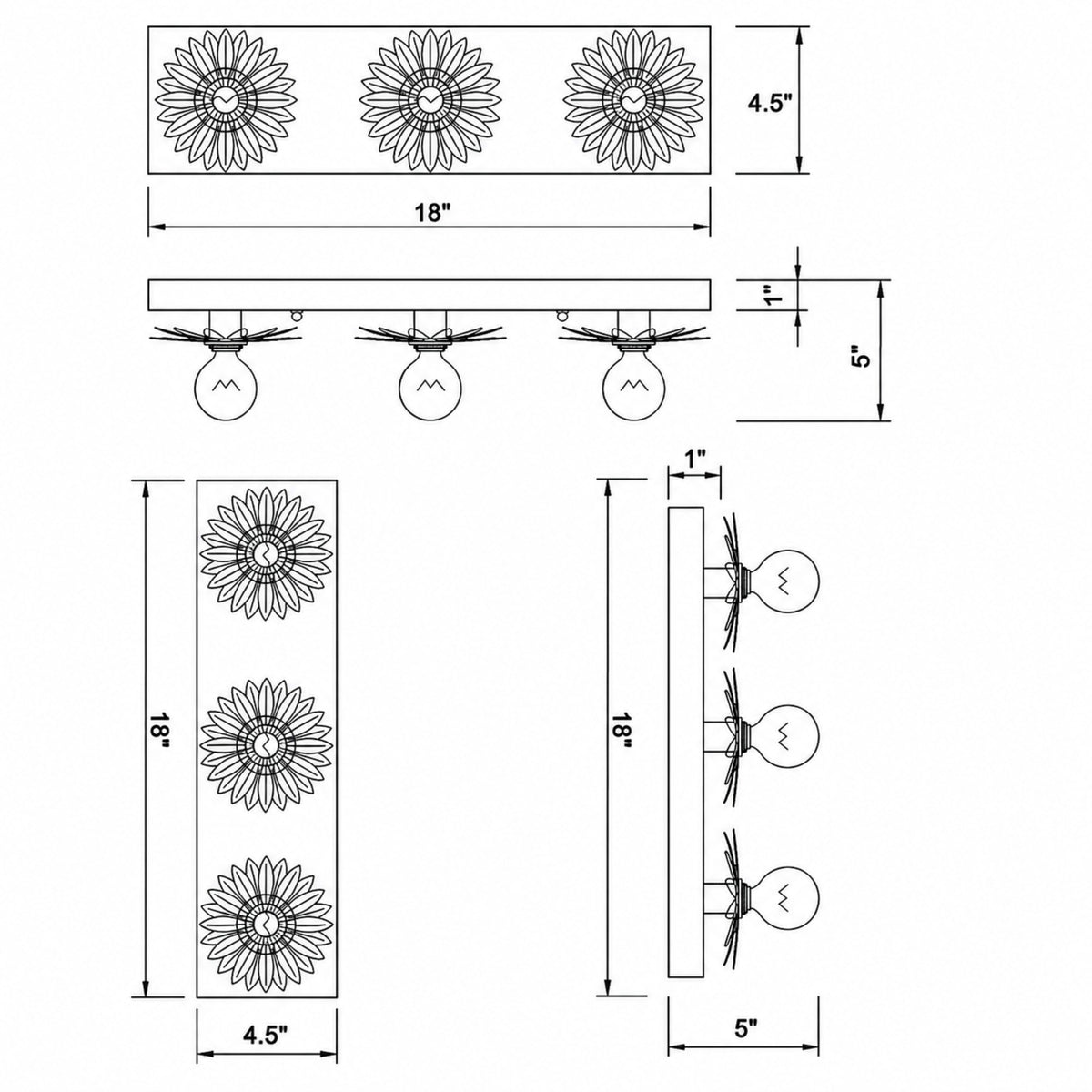 Broche 18'' Bathroom Vanity dimensions