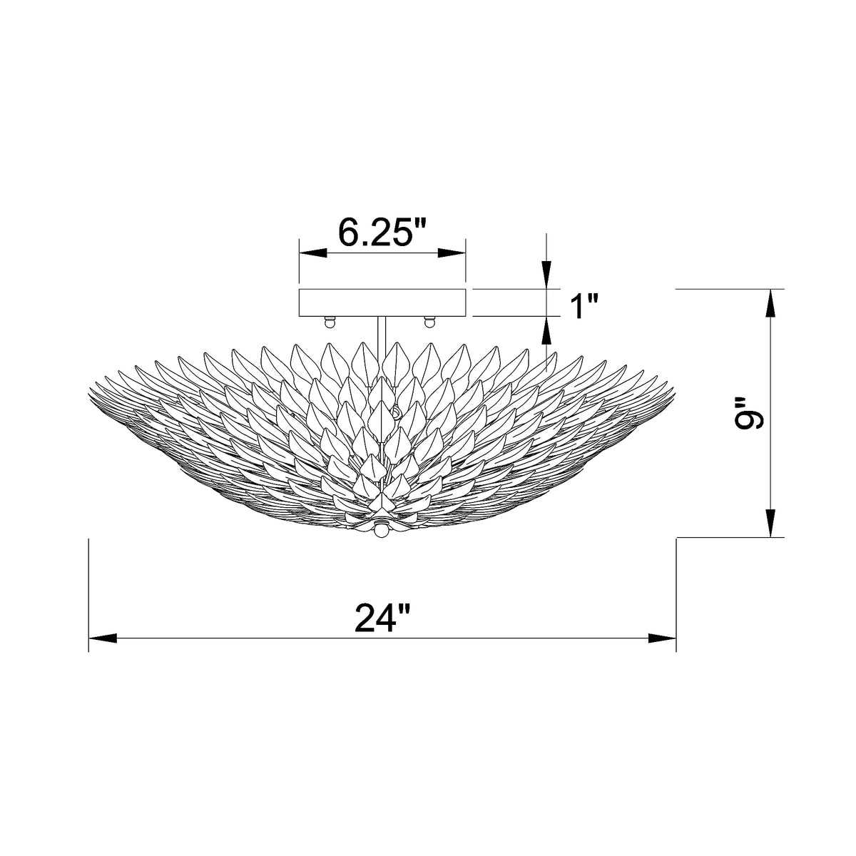 Broche 24'' Semi Flush Mount dimensions
