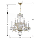 Traditional Crystal 23'' Chandelier - Dimensions Diagram (5080-PB-CL-SAQ)