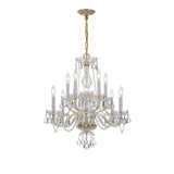 Traditional Crystal 23'' Chandelier in Polished Brass - Front View (5080-PB-CL-S)