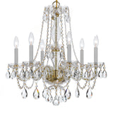 Traditional Crystal 23'' Chandelier in Polished Brass - Additional View (5086-PB-CL-SAQ)
