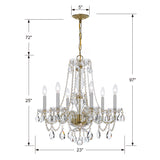 Traditional Crystal 23'' Chandelier - Dimensions Diagram (5086-PB-CL-SAQ)