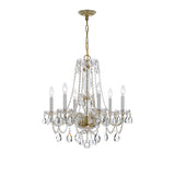 Traditional Crystal 23'' Chandelier in Polished Brass - Front View (5086-PB-CL-S)