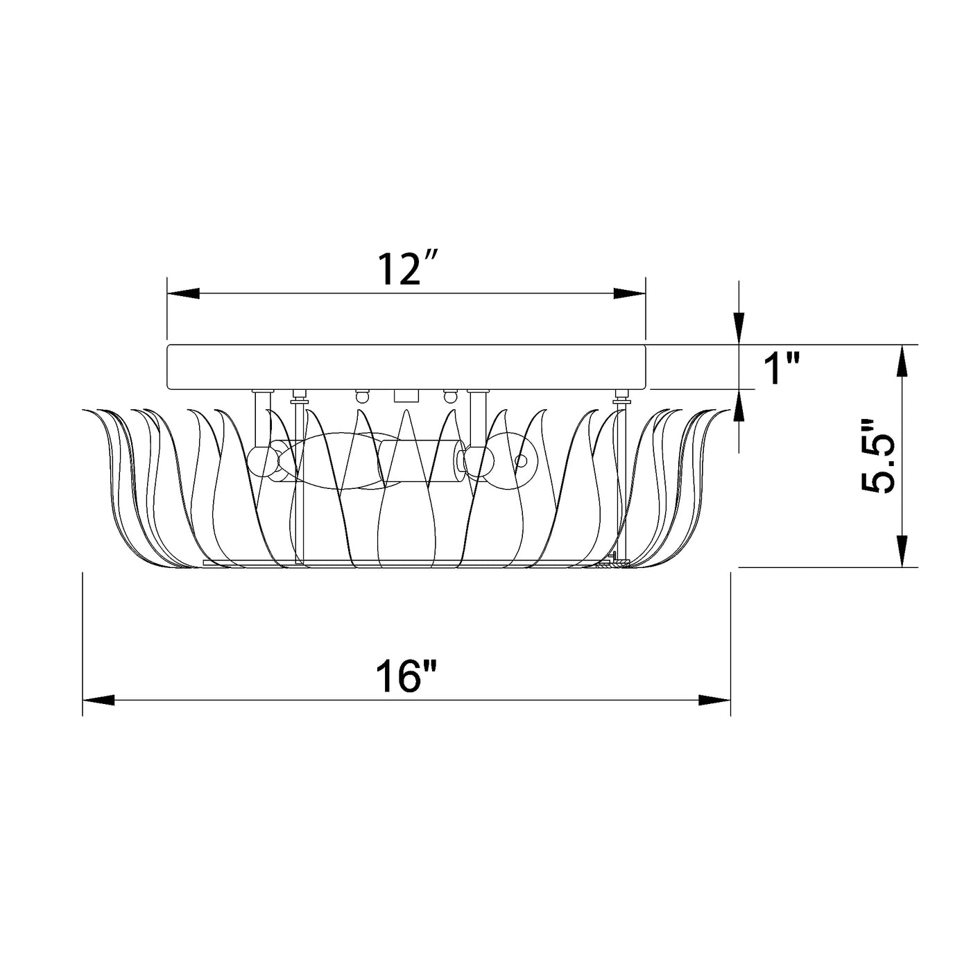 Broche 16'' Flush Mount dimensions